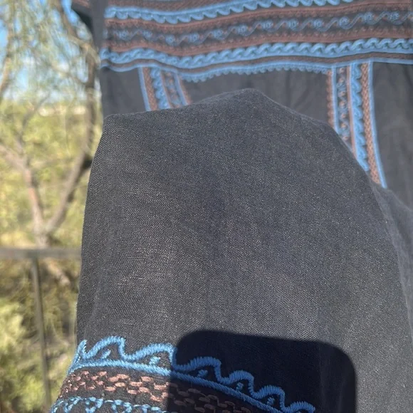 🌺 Johnny Was Boho Floral Embroidered Short Sleeve Linen Mini Dress 🌺 - Picture 13 of 13